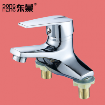 黄铜面盆冷热水龙头洗脸盆双孔二合一台盆卫生间立柱洗手盆混水阀