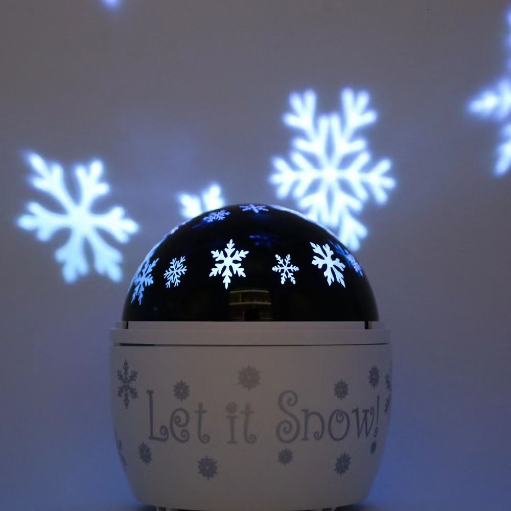 LED雪花投影灯串圣诞装饰灯儿童万圣节星月旋转满天星夜灯亚马逊